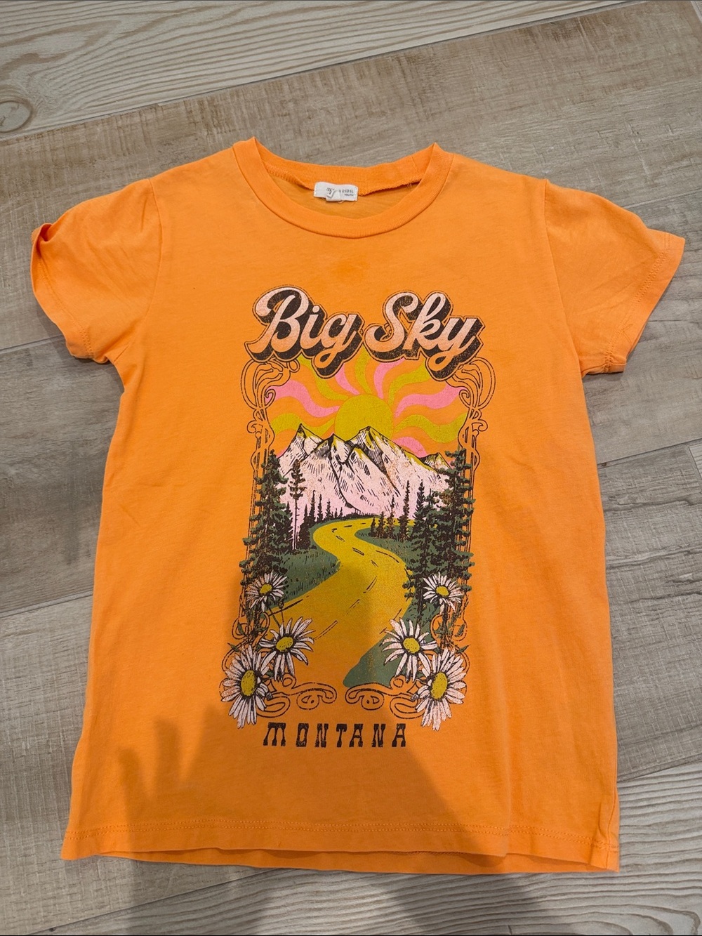 Big Sky Graphic Orange Kids Tee by